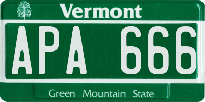 VT license plate APA666