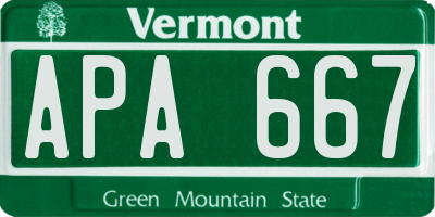 VT license plate APA667
