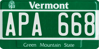 VT license plate APA668