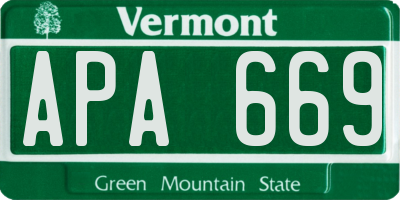 VT license plate APA669