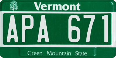 VT license plate APA671