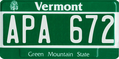 VT license plate APA672