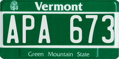 VT license plate APA673