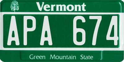 VT license plate APA674