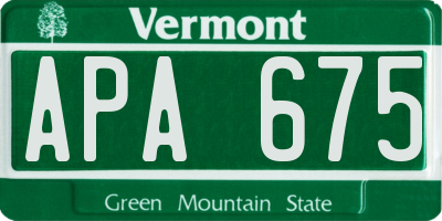 VT license plate APA675