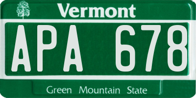 VT license plate APA678
