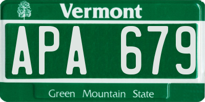 VT license plate APA679