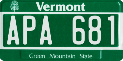 VT license plate APA681