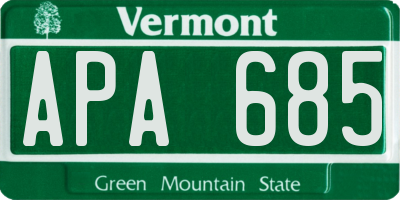 VT license plate APA685