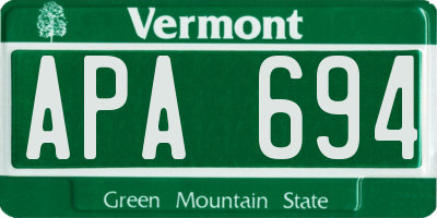 VT license plate APA694