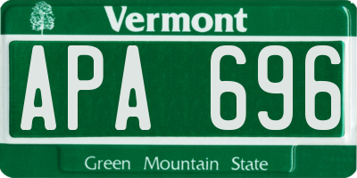 VT license plate APA696