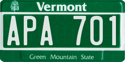 VT license plate APA701