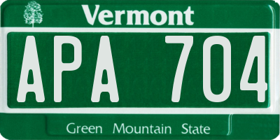 VT license plate APA704
