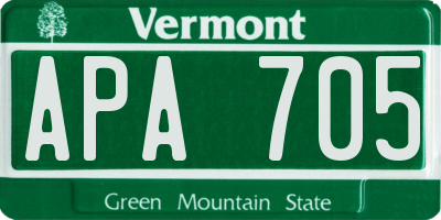VT license plate APA705