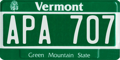 VT license plate APA707
