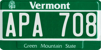 VT license plate APA708