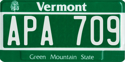 VT license plate APA709