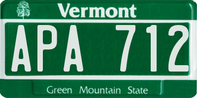 VT license plate APA712