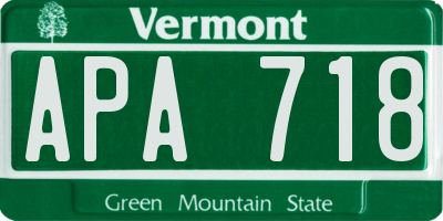 VT license plate APA718