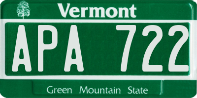 VT license plate APA722