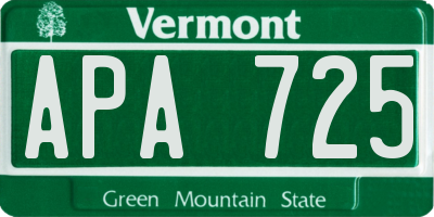 VT license plate APA725