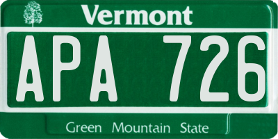 VT license plate APA726