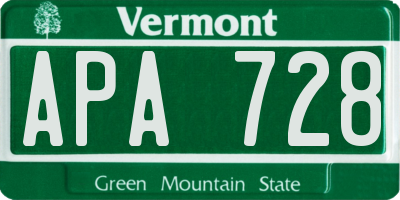 VT license plate APA728