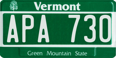 VT license plate APA730