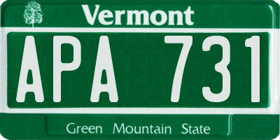 VT license plate APA731