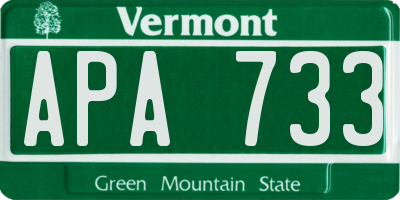 VT license plate APA733