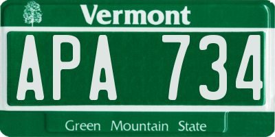 VT license plate APA734