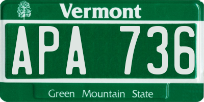 VT license plate APA736