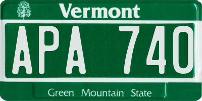 VT license plate APA740