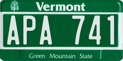 VT license plate APA741