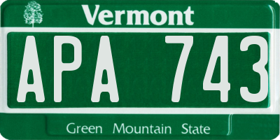 VT license plate APA743