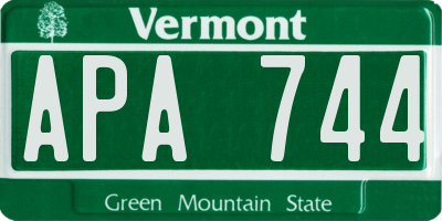 VT license plate APA744