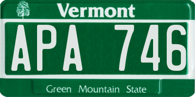 VT license plate APA746