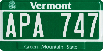 VT license plate APA747