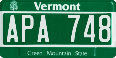 VT license plate APA748
