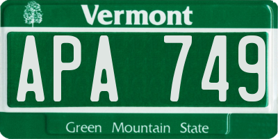VT license plate APA749