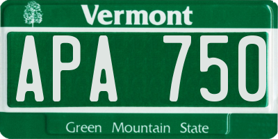 VT license plate APA750