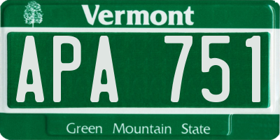 VT license plate APA751