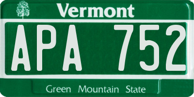 VT license plate APA752