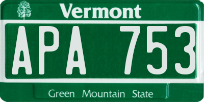 VT license plate APA753