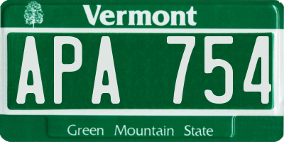 VT license plate APA754