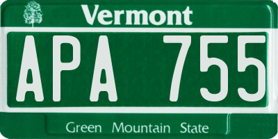 VT license plate APA755