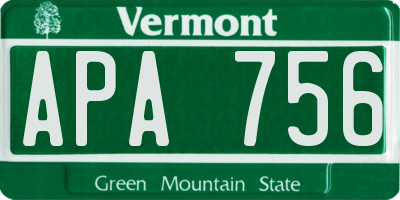 VT license plate APA756