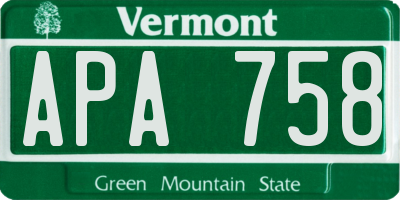VT license plate APA758