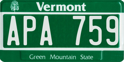 VT license plate APA759