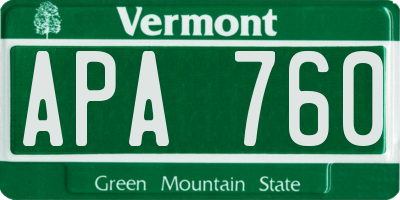 VT license plate APA760